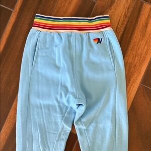 Aviator Nation Rainbow Rib Jogger Sweatpants Sky Blue S